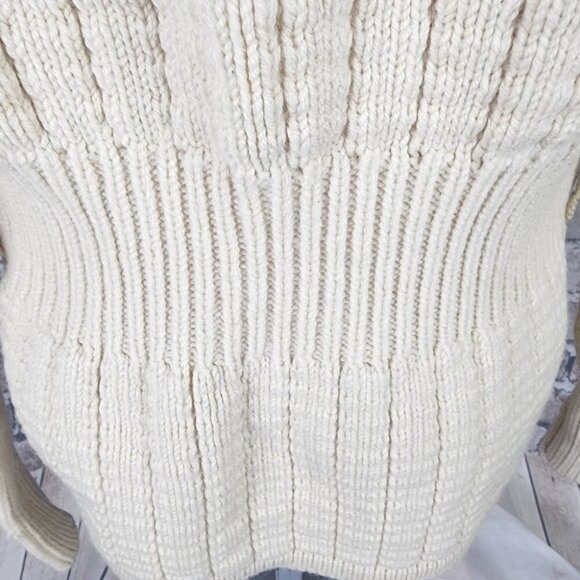 Vintage Virgin Wool Shawl Collar Cardigan Button Front Patch Pockets Cream Med - Picture 12 of 16